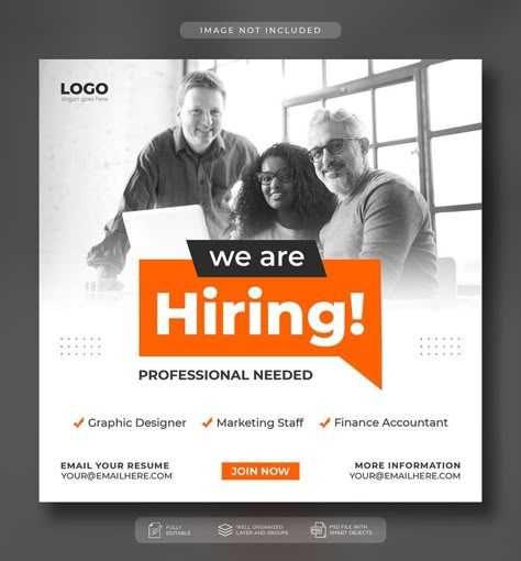 We are hiring job vacancy social media post or web banner template New Hire Social Media Post, Linkedin Hiring Post Design, Hiring Post Design Social Media, Linkedin Job Post Design, Job Posting Design Social Media, Were Hiring Design, We Are Hiring Flyer Design, Course Ads Design, Hiring Design Poster