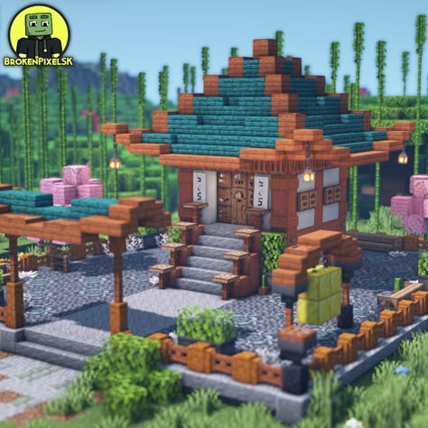 Japanese House Design Minecraft, Japanese Village Minecraft Builds, Japanese Minecraft Village Ideas, Minecraft Shinto Shrine, Zen Minecraft House, Minecraft Small Japanese Shrine, Japanese Village House Minecraft, Aesthetic Japanese Minecraft Builds, Shrine Minecraft Build