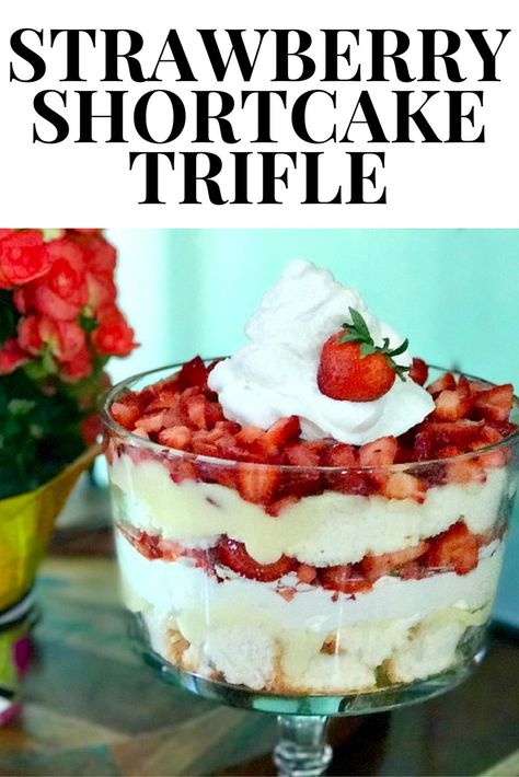 Strawberry Shortcake Trifle Strawberries And Cool Whip, Strawberry Cheesecake Trifle Recipe, Easy Recipes For Christmas, Strawberry Cheesecake Trifle, Desserts For Kids To Make, Shortcake Trifle, Super Cheap Meals, Cheesy Snacks, Recipe For Cookies