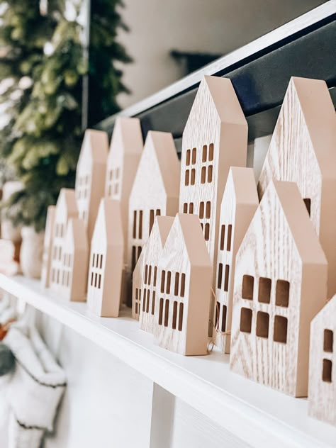 Wooden Village Houses Diy, Diy Wooden Village, Wooden Village Houses, Wood Village Houses, Diy Wooden Christmas Village, Wooden Christmas Village Houses, Wood Christmas Village, Wooden Christmas Village, Scene Diy