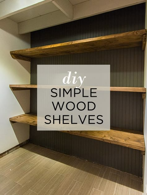 Large Laundry Room Shelves, Long Pantry Shelves, Long Wooden Shelves, Long Shelving Ideas, Diy Bedroom Shelving Ideas Wall Shelves, Diy Shelves For Clothes, Large Shelves On Wall, Diy Wooden Shelves Storage, Easy Storage Shelves Diy