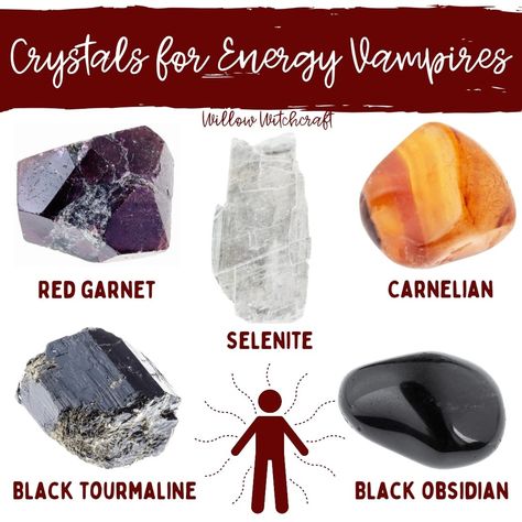 Crystals For Energy Vampires, Spells For Healing, Crystals Uses, Crystals For Empaths, Energy Stones Crystal Healing, Crystals For Energy, Crystal Journal, Magical Spells, Crystals For Protection