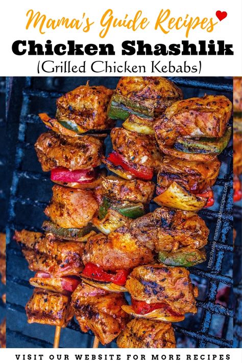 Chicken Shashlik (Grilled Chicken Kebabs) Shiskabob Recipes Chicken, Chicken Shashlik Recipe, Shashlik Chicken, Chicken Sopas Recipe, Shashlik Recipe, Vinegar Dipping Sauce, Chicken Shashlik, Baked Chicken Cordon Bleu, Bbq Kabobs