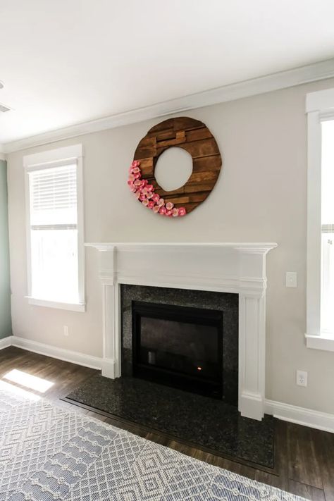 How to remove a builder grade fireplace surround and mantel Trim Work Above Fireplace, Craftsman Fireplace Surround Ideas, Crown Molding Fireplace Mantle, How To Remove A Fireplace, Updating Mantle, How To Remove A Fireplace Mantle, Replacing Tile Fireplace Surround, Mantle Update Diy, Fireplace Mantle Update