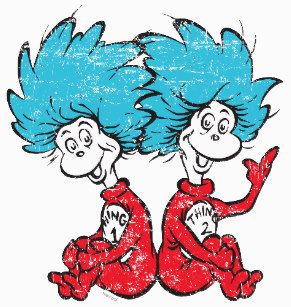 Dr. Seuss | The Cat in the Hat - Thing 1, Thing 2 T-Shirt. rf=238591462349332196 Thing One Thing Two, Dr. Seuss Book, Wonder Man, Thing One, The Cat In The Hat, Flying Squirrel, Disney Hoodies, Cat In The Hat, Batman Superman