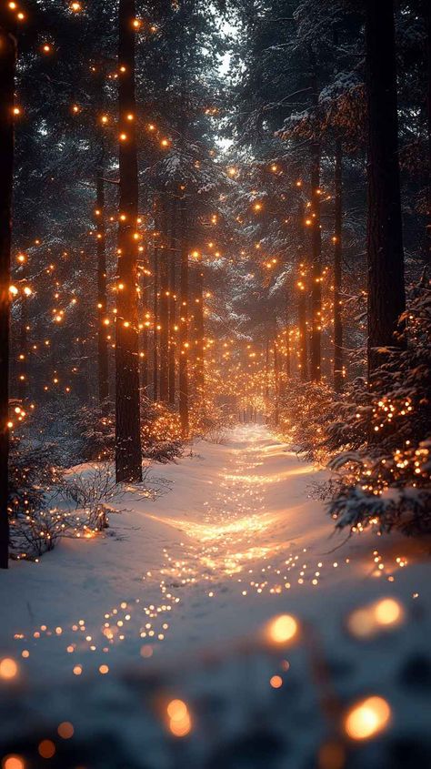 Pretty Wallpapers For Iphone, Wonderland Forest, Snowy Path, Winter Wonderland Wallpaper, Forest Magical, Lovely Landscapes, Christmas Lights Background, Snowflake Wallpaper, Wallpaper 8k