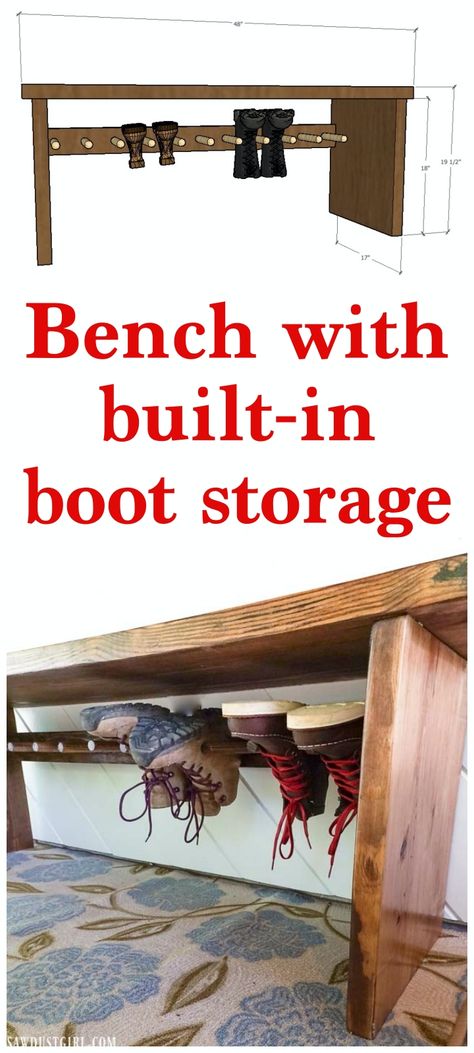 Boot Storage Bench, Build A Bench, Sawdust Girl, Koti Diy, Boot Rack, Boot Storage, Mud Room Storage, Diy Bench, Boot Room