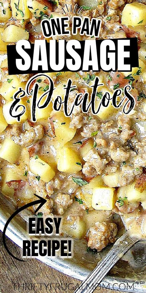 Crock Pot Meals With Ground Sausage, Meals With Sausage Patties, Ground Italian Sausage Recipes For Dinner One Pot, Ital Sausage Recipe, Recipes Made With Sausage, Sausage Rounds Recipe, One Pot Ground Sausage Meals, Ground Sausage Potato Recipes, Ground Sausage And Hashbrown Recipes