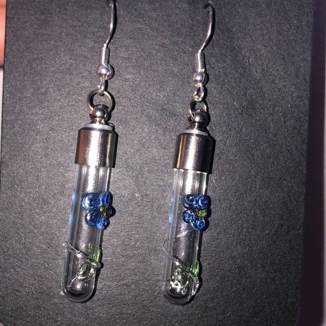 NWOT Glass vial earrings Glass Vial Jewelry, Vial Earrings, Glass Vials, Painted Flower, Earrings Color, Open Up, Shop Earrings, Flower Painting, Jewelry Earrings