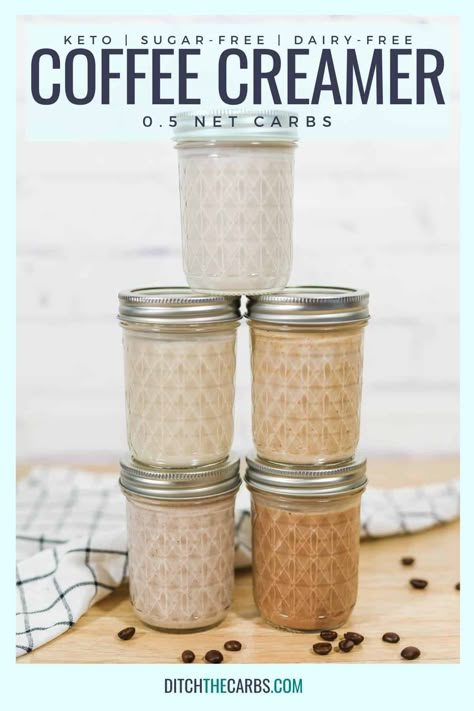 Choose from 5 easy to make keto coffee creamers that are dairy-free, sugar-free, and gluten-free. Keto Coffee Creamer Recipe, Best Keto Coffee, Keto Creamer, Sugar Free Creamer, Sugar Free Coffee Creamer, Hazelnut Coffee Creamer, Homemade Coffee Creamer Recipe, Coffee Creamer Recipes, Dairy Free Coffee Creamer