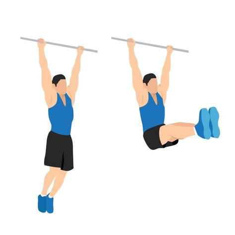 Hanging Leg Raises, Drawing Legs, Flat Vector Illustration, Leg Raises, Flat Vector, Back To Basics, Drawing Lessons, Fitness Workout, Full Body