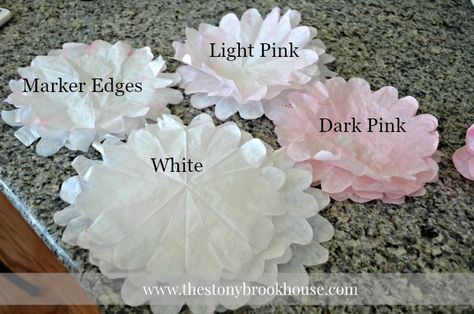 Coffee filter peony tutorial Coffee Filter Flowers Diy, Pink Marker, Coffee Filter Flowers, Coffee Filter Crafts, Paper Craft Ideas, Make Coffee, Mason Jar Crafts Diy, Tissue Paper Flowers, How To Make Coffee