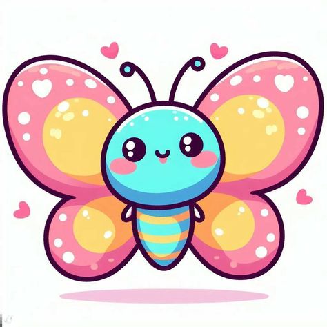 Butterfly Cartoon Drawing, Cute Butterfly Cartoon, Kawaii Butterfly, Aesthetic Highlight Covers Instagram Pink, Butterfly Cartoon, Whimsical Art Paintings, Beautiful Butterfly Photography, Baby Art Projects, Cartoon Butterfly