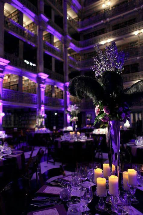 Purple And Black Wedding, Black Wedding Reception, Purple Black Wedding, Purple Reception, Jeff Leatham, Wedding Reception Centerpieces, Reception Centerpieces, Goth Wedding, Baltimore Wedding