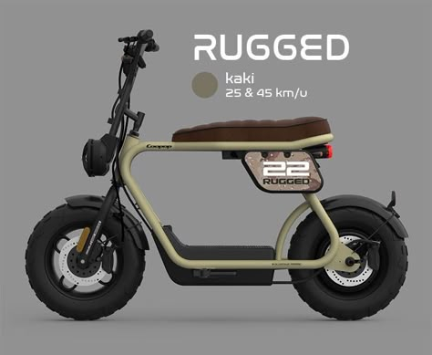 COOPOP RUGGED - KHAKI 800x657 Automatic Motorcycle, Electric Bicycle Design, Electric Moped Scooter, Mini Motorbike, Moped Motorcycle, Electric Scooter Design, Ebike Electric Bicycle, Motor Listrik, Urban Electric