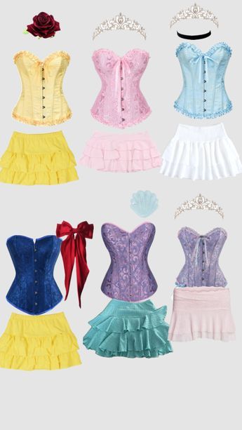 Check out adelynhoo's Shuffles Easy Princess Costume For Women, Ariel Halloween Costume Corset, Unique Movie Character Costumes, Corset Dress Princess, Princess Customes Ideas, Cute Corset Halloween Costumes, What To Be For Halloween Costumes Solo, Princess Halloween Costume Corset, Halloween Princess Costumes For Women