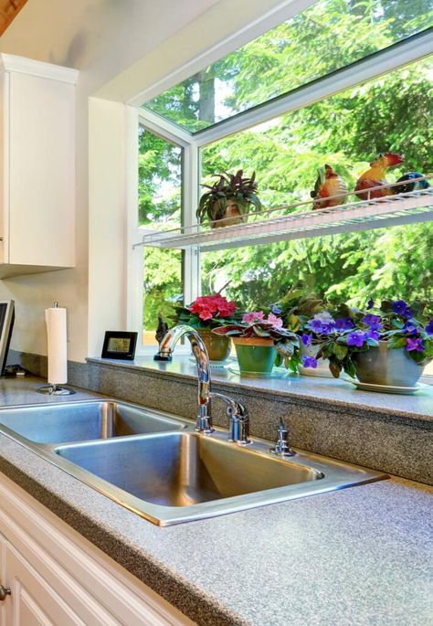 Kitchen Sink Garden Window, Garden Windows In Kitchen, Kitchen Window Over Sink Ideas, Kitchen Windows Above Sink, Large Kitchen Window, Small Kitchen Window, Modern Kitchen Window, Kitchen Garden Window, Above Kitchen Sink