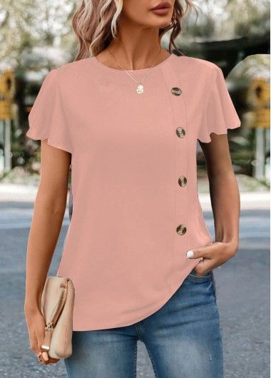 Color:Pink;Size:S;Size:M;Size:L;Size:XL;Size:XXL;Package Contents:1 X T Shirt;Occasion:Other;Style:Bohemian; Blouse Back Neck Designs, Round Neck Shirt, Crew Neck Shirt, Casual Blouse, Trendy Tops, Neck Shirt, Fashion Tops, Printed Blouse, Black Blouse