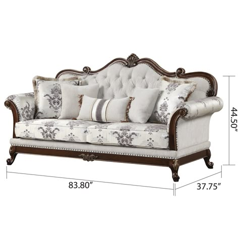 Gloria Traditional Style button tufted Sofa - Bed Bath & Beyond - 38229977 Royal Sofa Design Wood, Royal Sofa Design, Classic Sofa Styles, Classic Furniture Living Room, Classic Sofa Sets, Button Tufted Sofa, Sofa Design Wood, Latest Sofa Designs, Wooden Sofa Set Designs