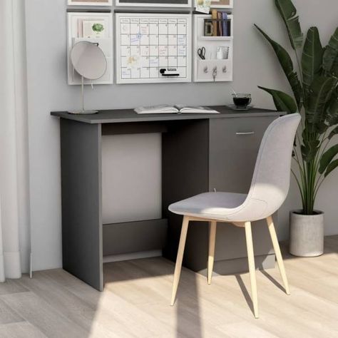 Desk Grey 100x50x76 cm Engineered Wood https://hipomarket.co.uk/desks/108284-desk-grey-100x50x76-cm-engineered-wood-8719883816777.html Our sleek and modern desk will be a practical addition to your study and working area! Made of quality engineered wood, this desk ensures sturdiness, durability and long service life. This writing table offers storage space with its integrated drawer and a door, therefore it is perfect for any tight office, dorm space, space-limited house! It can also ... Wood Office Furniture, Bedroom Workspace, Reading Desk, Writing Desk With Drawers, Grey Desk, Cat Bed Furniture, Lap Desk, Sit Stand Desk, Home Office Storage