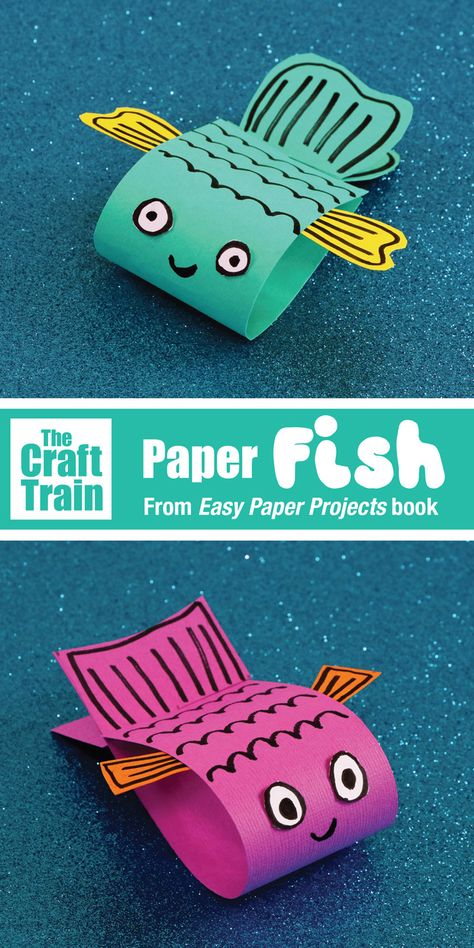 Paper Fish Craft, Fish Craft, Paper Fish, Construction Paper Crafts, Quick And Easy Crafts, Fish Crafts, Ocean Crafts, Animal Crafts For Kids, Creative Craft