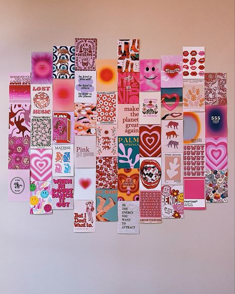 Preppy Collage For Room, Pink Wall Collage Aesthetic Bedroom, Preppy Room Wall Collage, Preppy Rooms Pink, Preppy Room Aesthetic Pink, Preppy Room Pink Walls, Pink Preppy Wall Art, Pink College Room Aesthetic, Picture Wall Ideas Preppy