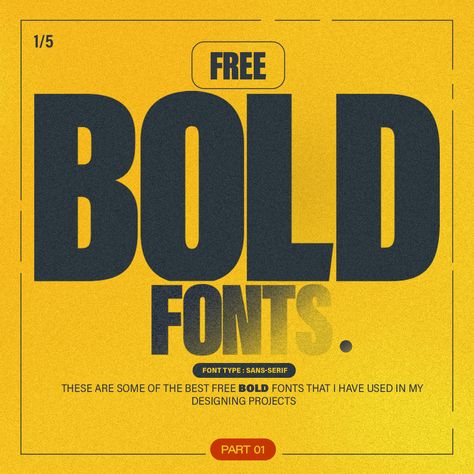 Bold fonts - part 1  Hi guys these are some bold fonts that I mostly use in my designs. These fonts are absolutely free, which you can download from google and use in your designing projects to achieve a professional look. Bold Fonts Free, Google Fonts, Bold Fonts, Bold Typography, Font Types, Hi Guys, Professional Look, Typography Design, Typography