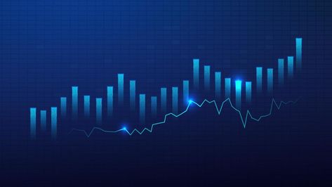 Business candle stick graph chart of stock market investment trading on blue background. Bullish point, up trend of graph. Economy vector design Stock Market Graph, Business Candle, Economy Design, Wedding Background Decoration, Stock Market Investing, Thumbnail Design, Trading Charts, Stock Charts, Background Decoration