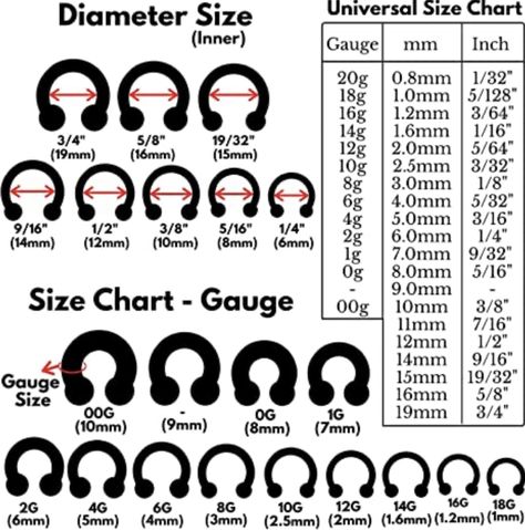 Septum Piercing Sizes, Septum Gauge, Septum Sizes, Black Nose Ring, Horseshoe Septum, Gauges Size Chart, Stretched Septum, Septum Piercing Jewelry, Horseshoe Earrings