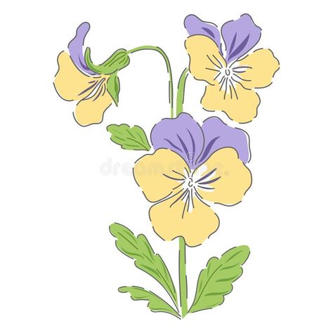 Pansy Drawing Simple, Pansy Drawing, Flower Garden Drawing, Pansy Pattern, Illustration Styles, Posca Art, Garden Drawing, Tri Delta, Romantic Cottage