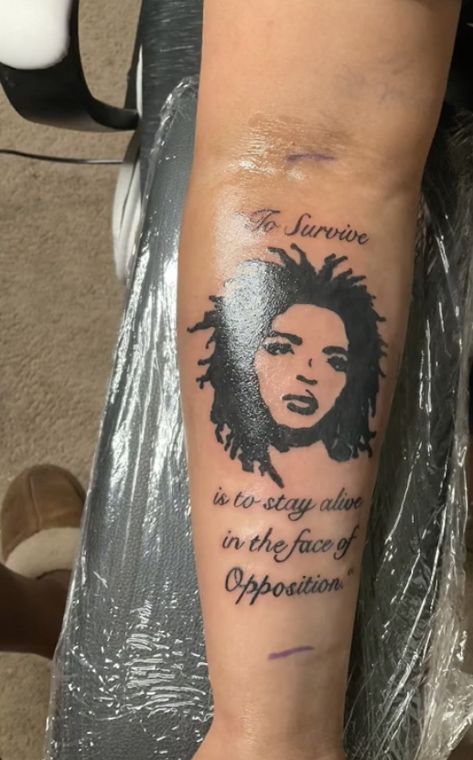 Spiritual Tattoos Meaningful Black Women, Lauryn Hill Inspired Tattoos, African American Tattoo Ideas For Women, Lauryn Hill Tattoo Ideas, Afro Centric Tattoo, Cute Tattoos With Meaning Black Women, Neo Soul Tattoo, Black Excellence Tattoo, Tattoo Ideas Black People