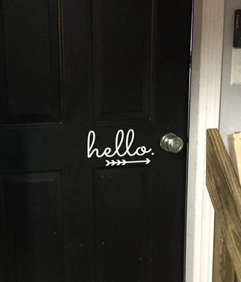 Vinyl Door Decal, White Garage Doors, Hello Door Decal, White Garage, Vinyl Door, Fixer Upper Farmhouse, Front Door Decal, Door Vinyl, Dirty White