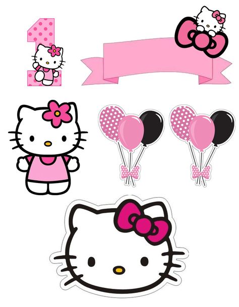 Birthday Cake Stickers Free Printables, Hello Kitty Toppers Printable, Hello Kitty Cake Topper Printable Free, Hello Kitty Cake Topper Free Printable, Hello Kitty Topper Cake Printable, Hello Kitty Cake Topper Printable, Hello Kitty Topper Printable, Hello Kitty Cumpleaños, Hello Kitty Topper