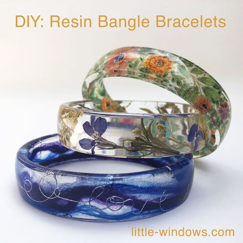 See full tutorial and get quality supplies at little-windows.com.                      #resin #resinart #littlewindowsresin #resincrafts #jewelrymaking #yarn #driedflowers #fabric #banglebracelets Make Resin Jewelry, Decoupage Techniques, Large Resin Molds, Resin Photo, Amazing Resin, Leather Jewelry Making, Diy Bangle Bracelets, Resin Bracelet, Resin Bangles