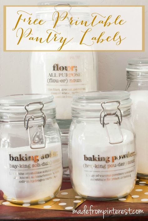 Organize your pantry with these free printable pantry labels and make them pretty by adding foil with the Minc Machine! Diy Pantry Labels, Free Pantry Labels, Organize Your Pantry, Kitchen Labels, Pantry Organizers, Diy Pantry, Diy Gold, Labels Printables Free, Pantry Labels