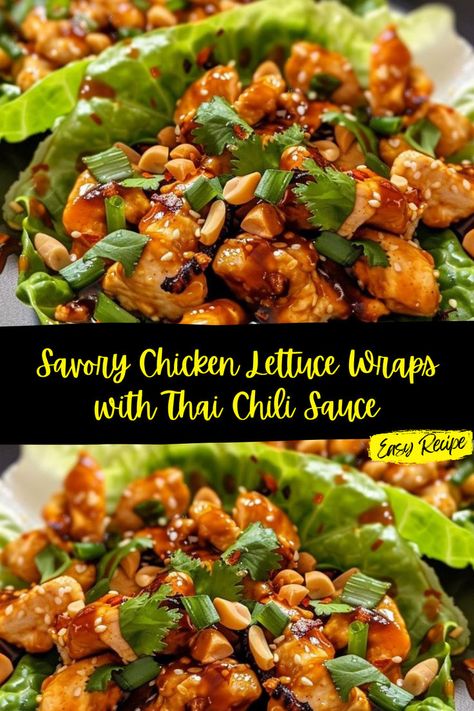 Savory Chicken Lettuce Wraps With Thai Chili Sauce, Asian Lettuce Wraps Chicken, Cashew Chicken Lettuce Wraps, Lettuce Wraps Chicken, Veggie Lettuce Wraps, Chicken Hoisin Sauce, Thai Chicken Lettuce Wraps, Thai Lettuce Wraps, Asian Chicken Lettuce Wraps