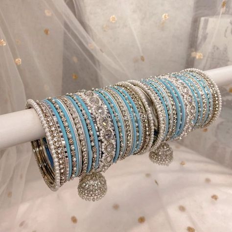 #bangles #choriya #fashion #jewellery #wedding #eid #foryou #fyp #fypシ #f #viral #reels #beautiful #WomenFashion Blue Bangles Set, Blue Jhumka, Jhumka Bangles, Bridal Bangle Set, Stylish Bangles, Light Blue Shades, Blue Bangles, Blue Jewelry Set, Wedding Jewelry Sets Bridal Jewellery