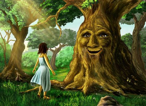 Forest Digital Painting, Wise Mystical Tree, Protection Rune, Wise Tree, Real Fairies, Clinically Insane, Weird Memes, Silly Pics, Tree Faces