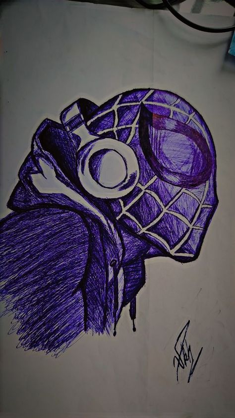 Follow me on Instagram Ball Pen Sketch Anime, Drawing With Ball Pen, Ball Pen Sketch, Miles Morals, Ball Pen Drawing, Spiderman Miles, Pen Sketch, Anime Drawing, Pen Drawing