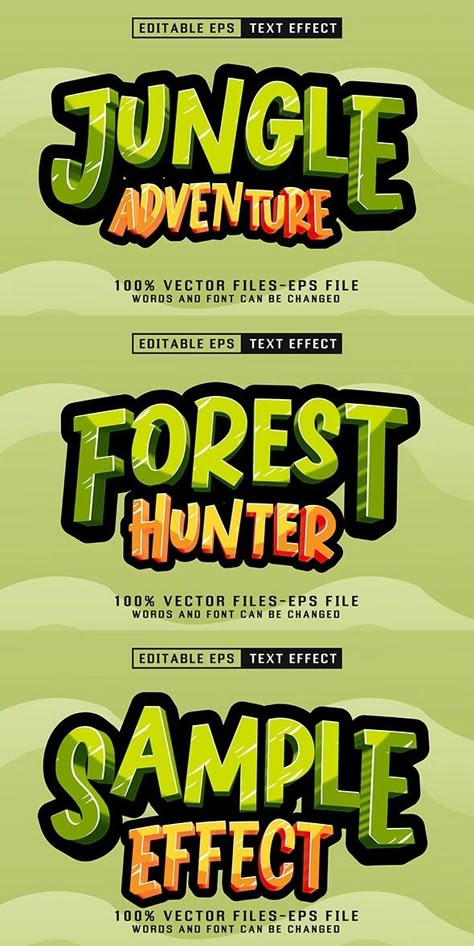 Jungle Adventure Editable Text Effect, Add-ons | GraphicRiver Adventure Banner Design, Jungle Design Graphic, Text Design Ideas Graphics, Text Design Ideas, Canva Font Ideas, Tattoo Fonts Ideas, Jungle Font, Adventure Font, Jungle Logo