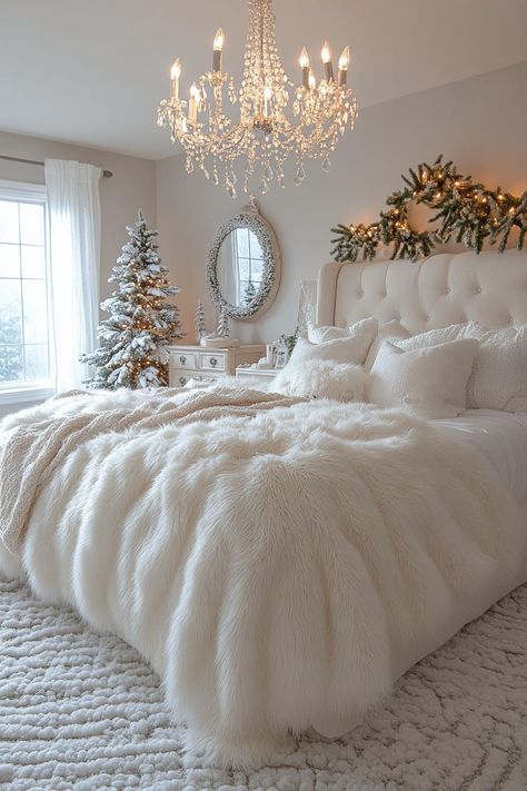 21 Super Cozy Christmas Bedroom Aesthetic Ideas 27 Cozy Christmas Bedroom Aesthetic, Christmas Bedroom Aesthetic, Cozy Christmas Bedroom, Winter Bedroom Decor, Bedroom Aesthetic Ideas, Holiday Bedroom Decor, Christmas Scandinavian, Holiday Bedroom, Winter Bedroom