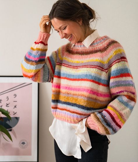 Colorful Striped Sweater Outfit, Scrap Sweater Knit, Rainbow Sweater Outfit, Vest Patterns, Crochet Vest Pattern, Crochet Clothing, Knitting Books, Vest Pattern, Crochet Free