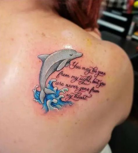 130 Lovely Dolphin Tattoos and Meanings | Art and Design Baby Feet Tattoo, Dolphin Tattoo Design, Dolphin Tattoo Meaning, Tattoo With Quote, Gone From My Sight, Dolphin Tattoos, Grandma Tattoo, Tattoos 2024