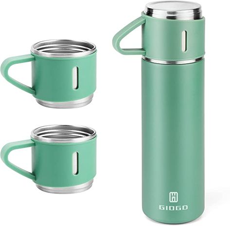 Amazon.com: Stainless Steel Thermo 500ml/16.9oz Vacuum Insulated Bottle with Cup for Coffee Hot drink and Cold drink water flask.(Green,Set): Home & Kitchen W Drama, Thermo Flask, Shoppers Stop, Backpacking Gear List, Water Flask, Flask Set, Flask Bottle, Kitchen Wares, Gear List