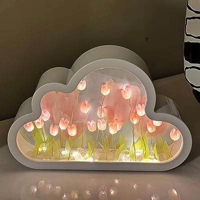 Darzheoy DIY Tulip Night Light Tulip Mirror, Tulip Table Lamp, Cloud Mirror, Tulip Lamp, Cloud Lamp, Diy Clouds, Pikachu Art, Flower Bedroom, Tulip Table