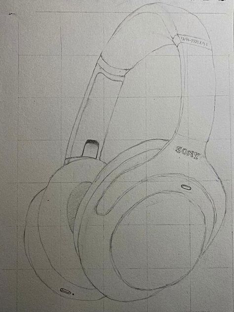 Headphones Around Neck Reference, Person Wearing Headphones Drawing, Headphones On Neck Reference, Headphones Around Neck Drawing, Person With Headphones Drawing, Drawing Of Headphones, Headphones Aesthetic Drawing, Headset Drawing, How To Draw Headphones