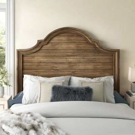 Kelly Clarkson Home Lana Solid Wood Panel Headboard | Wayfair Country Headboard, Solid Wood Headboard, Wood Panel Headboard, Rustic Wood Headboard, Headboard Wood, Rustic Headboard, Arched Headboard, French Country Home, Kelly Clarkson Home