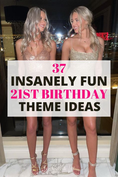 I am obsesseddd!! These 21st birthday theme ideas are SO good! I am turning 21 later this year and I am having a hard time choosing what theme to go with because I love all of these so much! 21st Themes Dress Up, Birthday Dress Theme Ideas, 21st Bday Theme Ideas, 21 Birthday Themes For Women, 21 St Birthday Themes, Birthday Themes Outfits, 21st Theme Ideas, Birthday Themes For Adults Women Parties, 21st Birthday Themes Dress Up