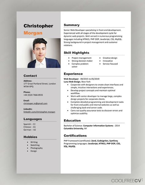 Professional Cv Template Free, Curriculum Vitae Template Free, Resume Examples No Experience, Cv Templates Free Download, Free Cv Template, Free Cv Template Word, Free Resume Template Word, Resume Template Download, Resume Format Download