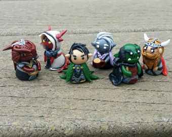 Full Set of 6 Miniatures For DnD, CUSTOM Hand Crafted DnD Characters-Tiefling, Dragonborn, Drow, Elf-Custom Request For Personalized Figures Polymer Clay Dnd Figures, Polymer Clay Dungeons And Dragons, Dnd Clay Figures, Polymer Clay Dnd Miniatures, D&d Figures, Polymer Clay Dnd, Elf Custom, Dnd Figures, Dnd Diy